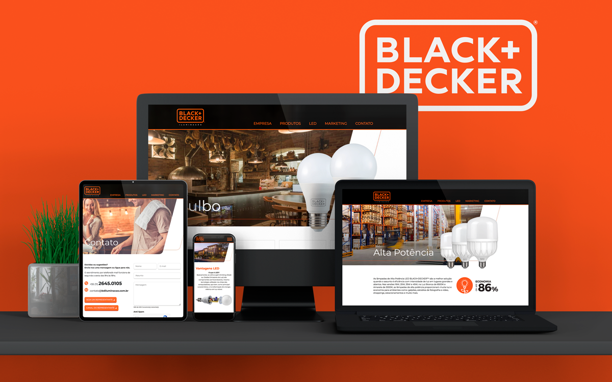 Website Black+Decker Iluminação